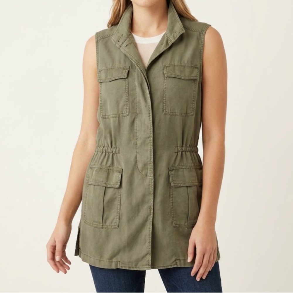 Buffalo David Bitton Olive Utility Sleeveless Vest